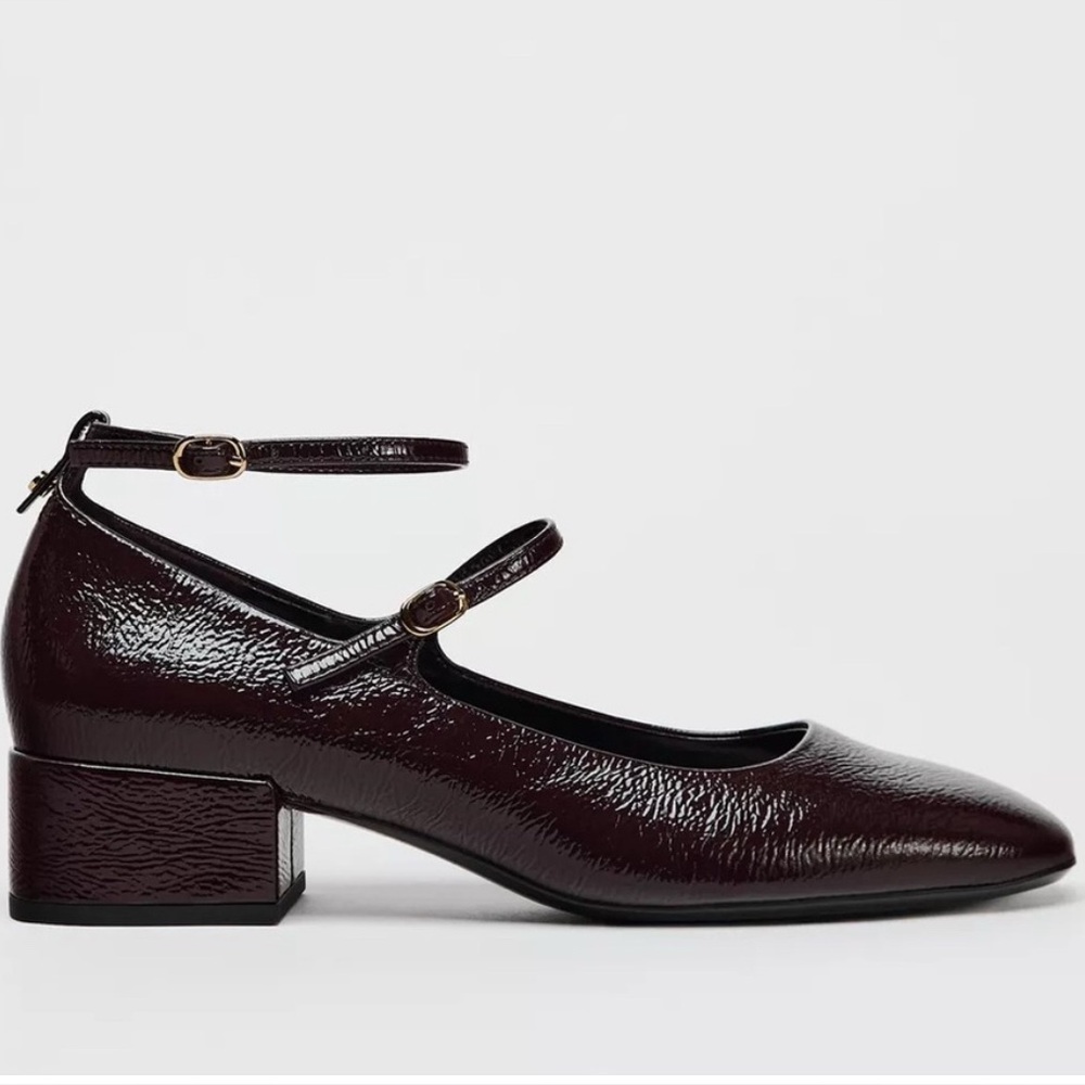 Zara double strap Mary Jane Block Heel size 38,  7 1/2